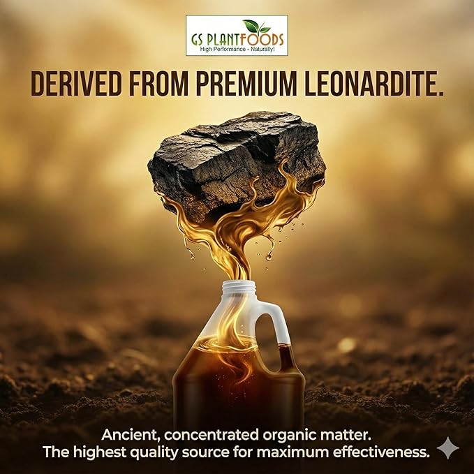 GS Plant Foods Humic Acid Soil Amendment – Leonardite-Derived Liquid Concentrate for Improved Soil Structure & Nutrient Availability – OMRI Listed for Organic Use – 32 Oz