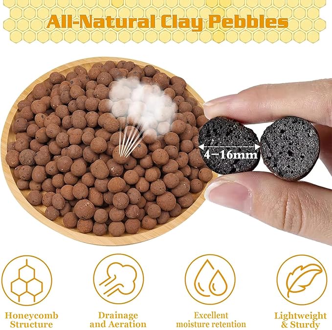Legigo 10 LB Organic Leca Clay Pebbles for Plants, 4mm-16mm 100% Natural Leca Balls for Indoor Plants, Hydroton Clay Pebbles for Plants Hydroponic Aquaponics Growing Orchid Drainage Terrarium