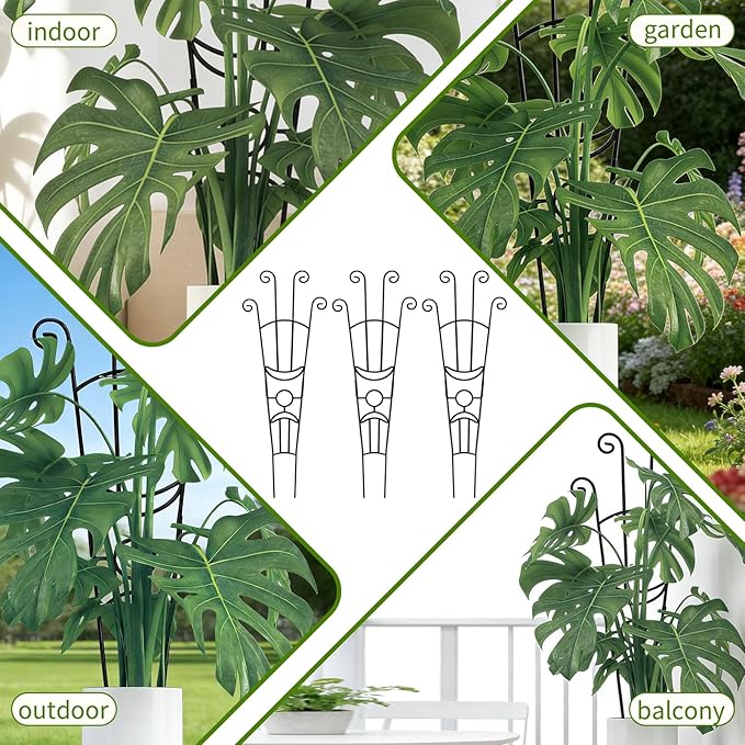 Garvee 6 Pack 30'' Plant Trellis for Climbing Plants Indoor, Plant Climber Support Indoor Outdoor, Rust-Resistant Sturdy Metal Trellis for Potted Plants Ivy Pothos Monstera Hoya Flower Vine