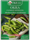 TKE Farms & Gardens - Clemson Spineless Okra Seeds for Planting, 100+ Heirloom Non-GMO Seeds, Easy to Grow for Outdoor Gardens, High-Yield Variety That Thrives in Warm Climates