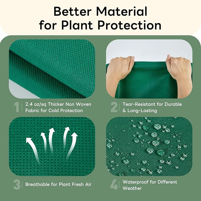 Plant Covers Freeze Protection 23.6" W X 31.5" H Thicker Outdoor Winter Frost Cloths Blankets with Zipper Drawstring, 2 Packs Reusable Garden Tree Cover Bags for Cold Weather Fruit Tree Shrub Potted
