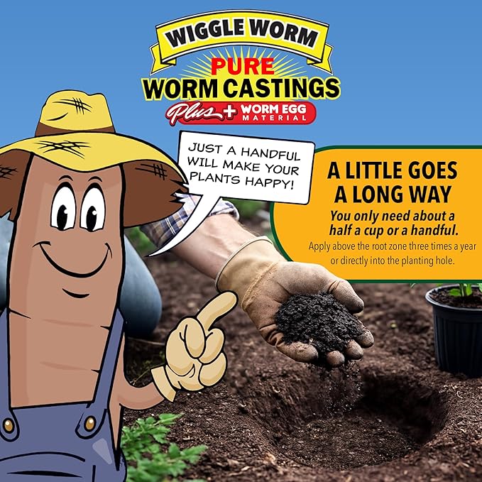 100% Pure Worm Castings Plus Worm Egg Material, 40lbs - Fertilizer and Soil Amendment for Indoor and Outdoor Gardening to Improve Soil Fertility and Aeration - 100% Organic and Odor Free