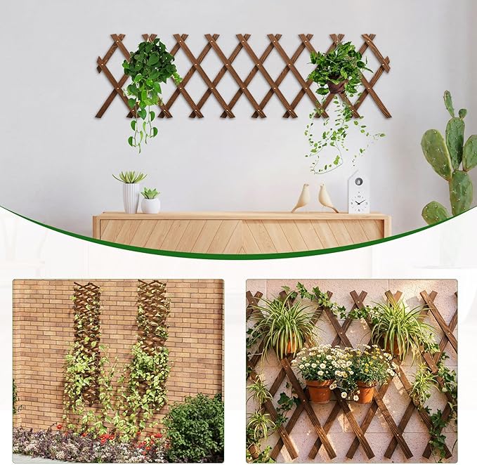 Expandable Garden Trellis, 13.2" x 63" Trellis for Climbing Plants Outdoor, Wooden Lattice Fence Wall Panel Lattice Panels for Outside, for Climbing Plants Vine Ivy Rose Cucumbers Clematis