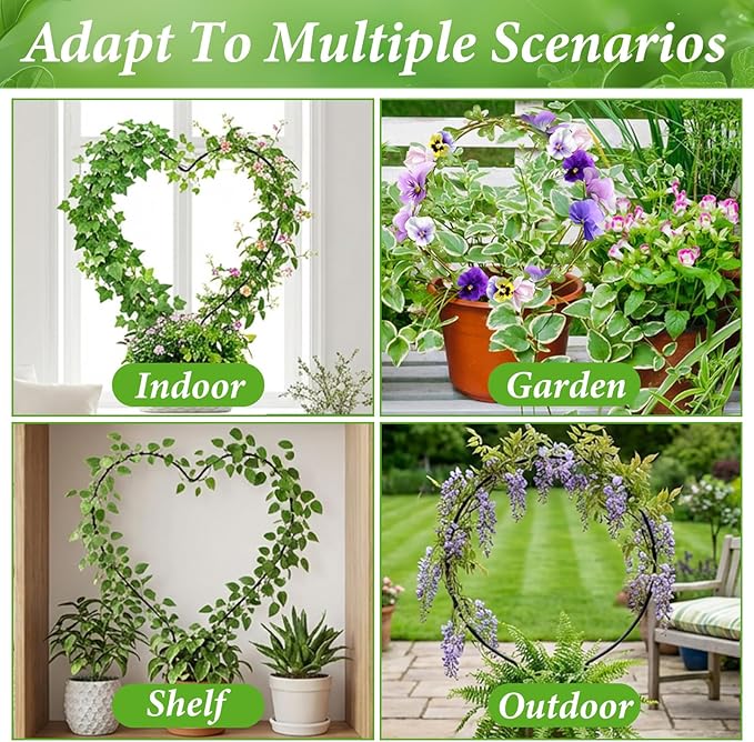 2 Pack Heart Trellis for Indoor Plants Round Plant Trellis for Climbing Plants Indoor Small Hoya Trellis Plant Support for Hoya Pothos Vine Ivy Monstera Flower Philodendrons Dischidia