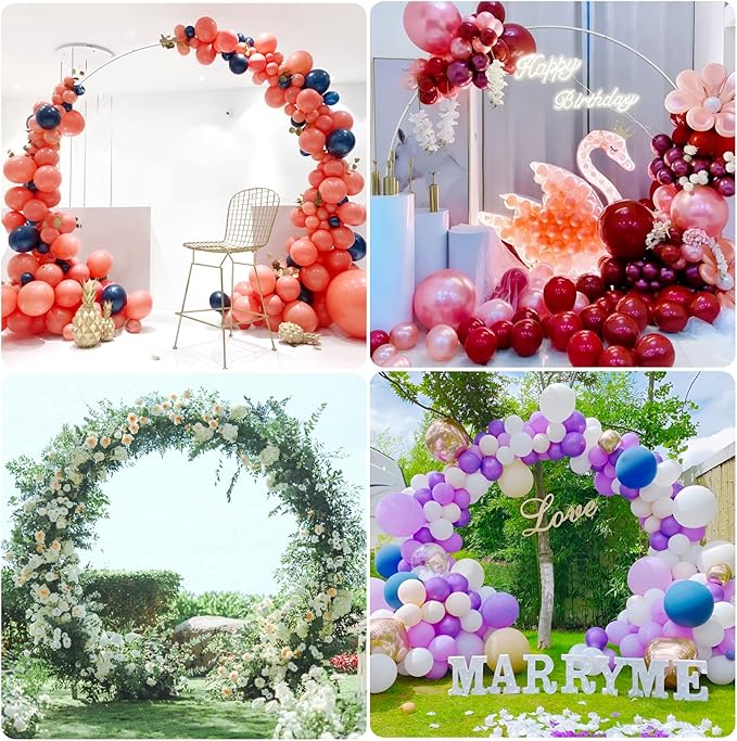 Wokceer 9.2FT Wedding Arch Round Backdrop Stand Wedding Arches for Ceremony Circle Balloon Arch Stand Frame Anniversary Birthday Party Valentine Celebration White