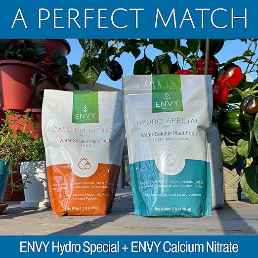 ENVY Solution Grade Calcium Nitrate (15-0-0) Prevents Blossom End-Rot from Calcium Deficiency in Tomatoes & Peppers (3.0 lb)