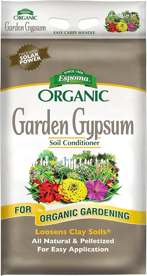 Espoma Organic Garden Gypsum Soil Conditioner; All-Natural & pelletized mined Gypsum with no fillers or additives. Helps Loosen Clay Soil; 36 lb. Bag Pack of one