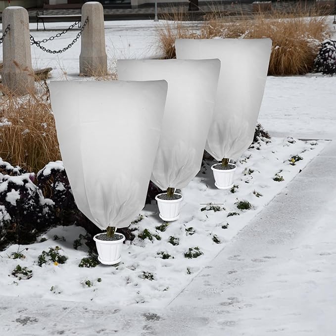4 Pack Plant Covers Freeze Protection for Winter, 47.2"×31.5" Frost Cloths for Outdoor Plants Cold Weather Blankets with Drawstrings