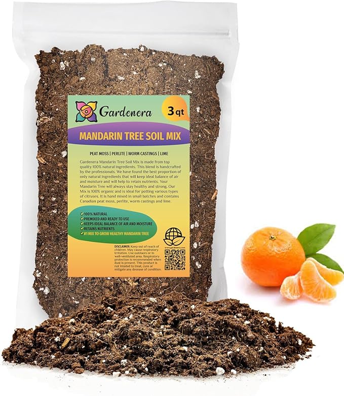 Perfect Potting Mix for Mandarin Trees - Gardenera's Expert Formula for Vibrant and Healthy Citrus Fruits - 3 Quart