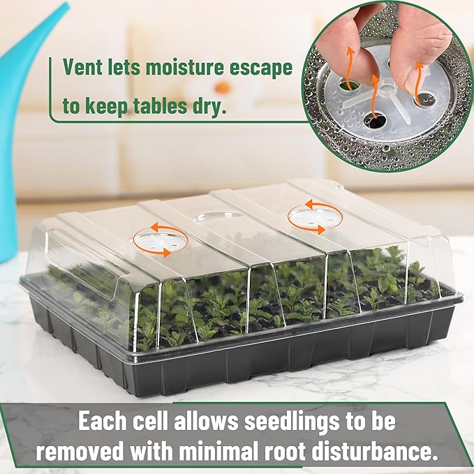Mr. Pen- Seed Starter Tray Kit, 5 Pack, Black, Total 350-Cells, Seed Starter Kit with Humidity Domes