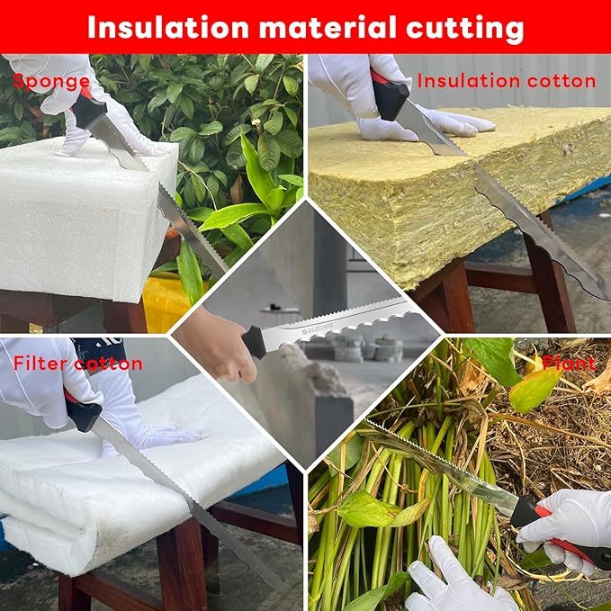 Insulation Knife - Sod Cutter Knife: stainless steel 11.14-Inch sharp blade, double side utility Lawn Repair Saw with Nylon Sheath