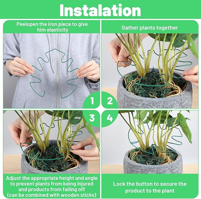 5 Pcs Plant Stakes for Indoor Plants, Reusable Iron Monstera Plant Support Structures Plant Supports for Indoor Plants Climbing and Thriving Growth Holders Gardening Accessories