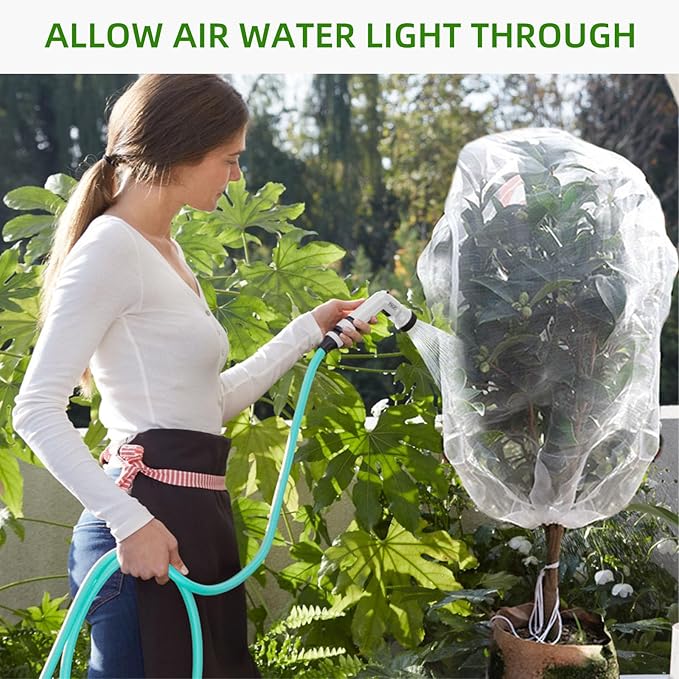 Garden Mesh Netting for Plants, 4 Pack Insect Bird Barrier Netting Mesh with Drawstring, 3.3x4.9 FT Garden Bug Netting Plant Cover for Protect Fruit Tree Vegetable Flowe