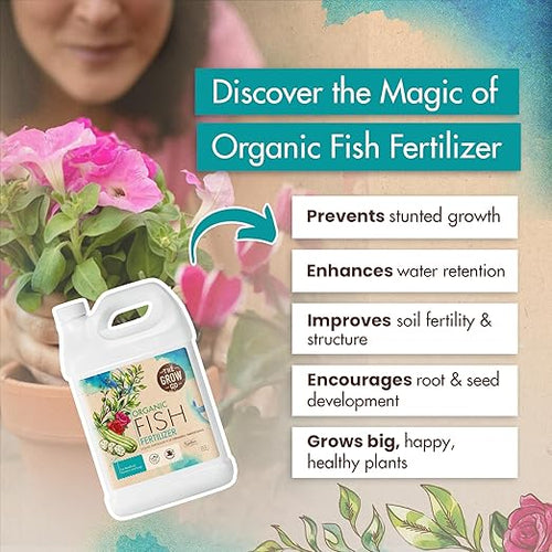 1 Gallon Organic Fish Emulsion Fertilizer for Plants - Ideal Liquid Fish Fertilizer for Plants, Flowers, Fruits & Vegetables, 2-3-1 NPK - Sustainably Sourced and Hydrolyzed for Steady Growth