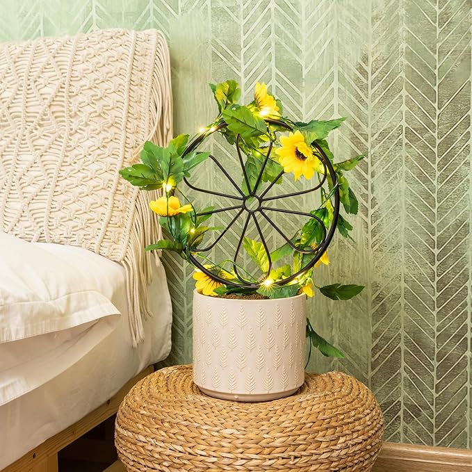 2 Pcs 14in Indoor Metal Garden Circle Plant Trellis for Houseplant Climbing Pot Plants, Black (Style B)
