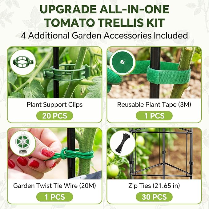 46 Inch Adjustable Metal Tomato Cage for Garden - 3 Pack Panel-Assembled Garden Trellis, Flexible Shapes Plant Support Set, Rustproof Stackable Trellis for Climbing Plants Outdoor, Raised Bed Flowers