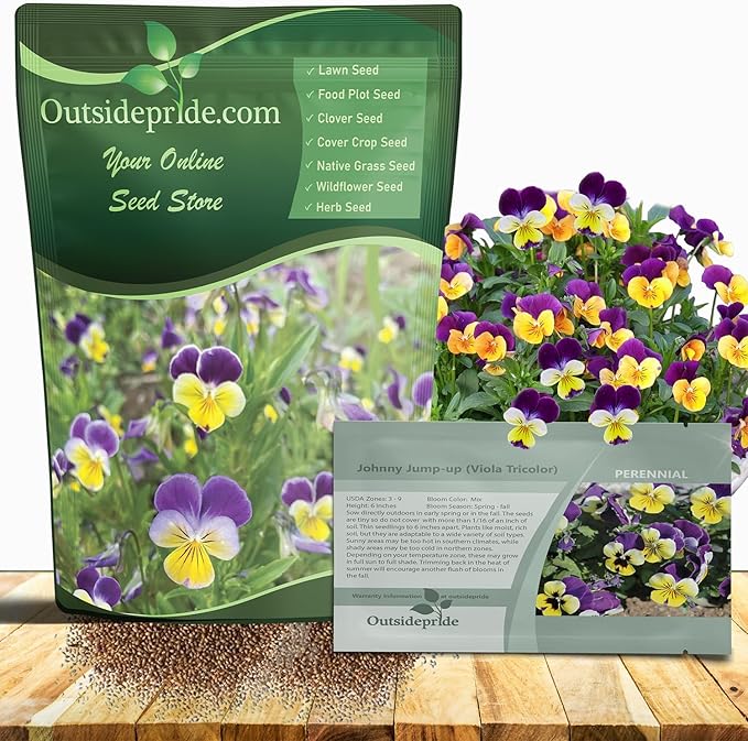 Outsidepride Johnny Jump Up Viola Wild Flower Seeds - 1/2 lb Easy-to-Grow, Compact & Hardy Perennial Seeds for Planting Outdoors, Ideal for Pollinators, Garden Beds, Containers, & Hanging Baskets