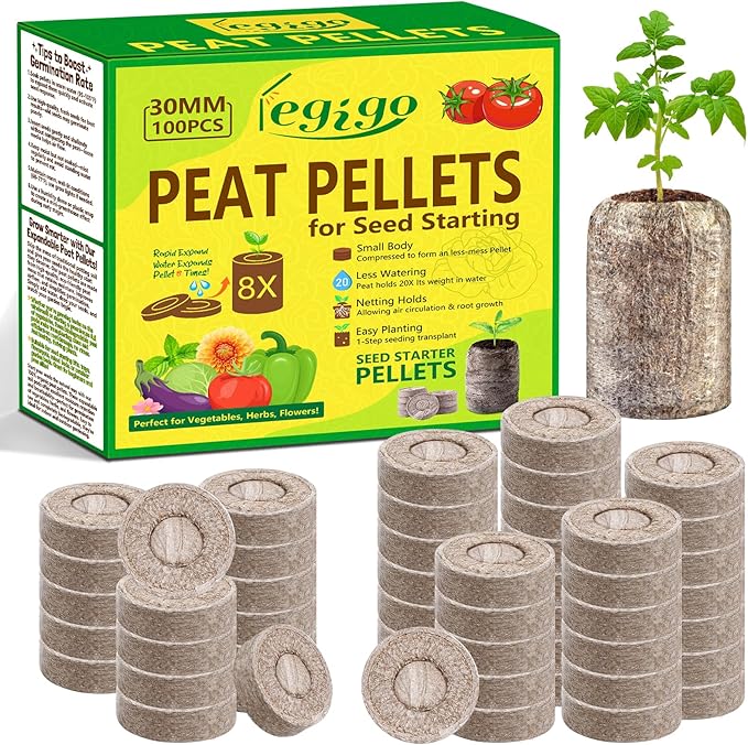 Legigo 100 Pcs 30mm Seed Starter Peat Pellets Pods for Seedlings- Compressed Seed Starting Pellets Seed Starter Pods Plugs Soil Peat Pods for Starting Seeds, Garden Planting Herb Flower Vegetables