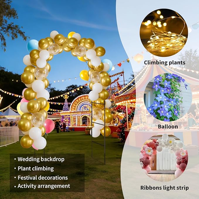 100% Metal Garden Arch Trellis for Climbing Plants Outdoor, Assemble Freely 2 Sizes,Pumpkin Archway Outdoor Garden Arbors and Arches for Wedding Party Decoration