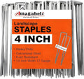 AMAGABELI GARDEN & HOME 4 Inch 100 Pack Galvanized Landscape Staples Garden Staples 12 Gauge Garden Stakes Plant Cover Stakes U-Shaped Landscape Stakes Landscape Pins for Weed Barrier Fabric