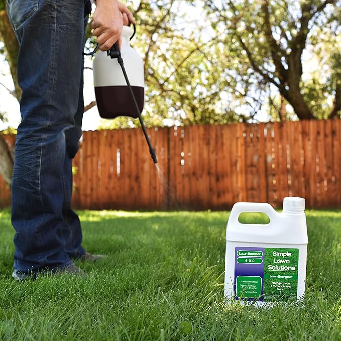Commercial Grade Lawn Energizer Iron Nitrogen Micronutrient Booster - Liquid Turf Concentrated Fertilizer - Lawn, Garden, and Indoor Plants - Any Grass Type - Simple Lawn Solutions- 1 Quart