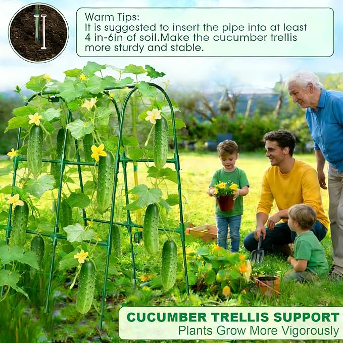 Garden Arch Trellis for Climbing Plants, PVC Support Frame with Netting, Outdoor Growing Structure for Vegetables, Vines, Flowers, Raised Bed Compatible (Green, 33 * 33 * 48inch (L*W*H))