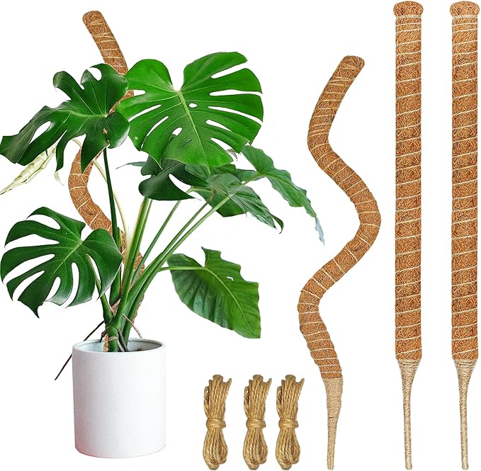 3 Pack Moss Pole, 26.8-Inch Moss Poles for Plants Monstera, Bendable Plant Support Stakes for Climbing Plants Indoor, Garden Trellis Plant Stick for Potted Plants, Pothos Philodendron