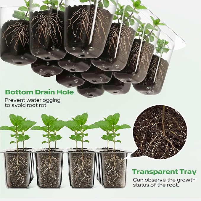 YAUNGEL 4 Pack Seed Starter Tray with Self-Heating, Seed Starter Kit with High Humidity Control Domes, Seedling Starter Trays for Indoor Gardening Plant, Green