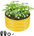 ZXZYHFTY Raised Garden Bed, 0.6 mm Galvanized Steel Round Planter Box with Open Bottom, Yellow, 2 x 2 x 1 FT, 1 Pack