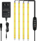 iPower 60W LED Grow Lights with Full Spectrum Plant Growing Light Strips for Indoor Plant with Auto ON/Off 3/9/12H Timer, 10 Dimmable Levels 48 LEDs Per Tude, 4 Tubes, Yellow