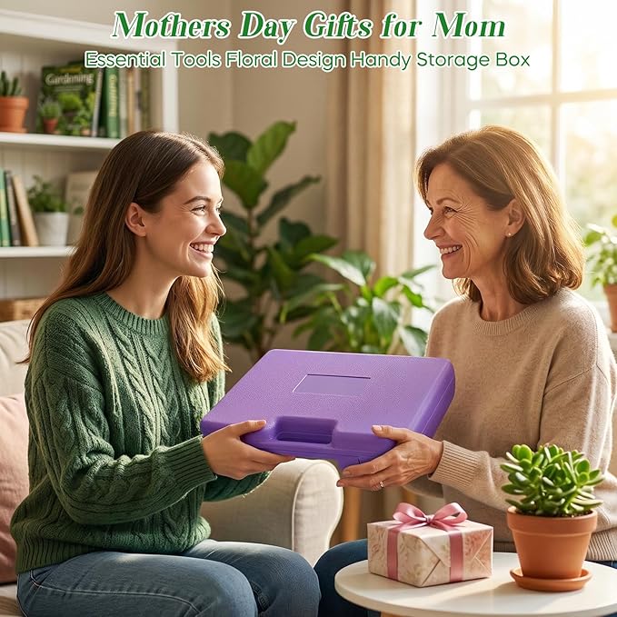 Gardening Gifts for Women for Mom Wife Grandma, 10 Pcs Gardening Supplies with Protable Case, Floral Print Garden Tools, Ergonomic Handle Trowel Rake Weeder Pruner Shears Sprayer
