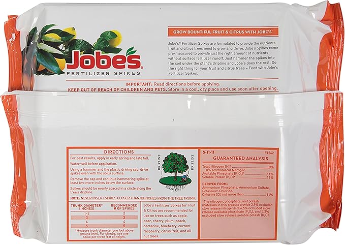 Jobe’s Garden Fertilizer Spikes, Easy Plant Care Slow Release Fertilizer for Fruit and Citrus Plants and Trees, 9 Count