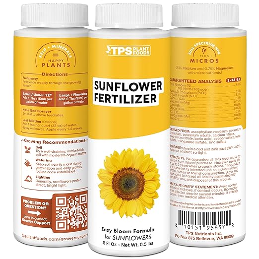 Sunflower Fertilizer – Liquid Plant Food for Bigger Blooms, Strong Stems & Vibrant Flower Color, 8 oz