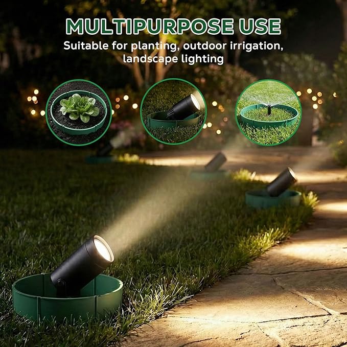 MoKo 6 PCS 10 Inch Plant Rings for Outdoor Plants, Protective Garden Edging Border for Water Retention, Reusable PVC Planting Ring for Yards, Greenhouse, Lawn, Shrubs, Vegetables, Herbs and Flowers