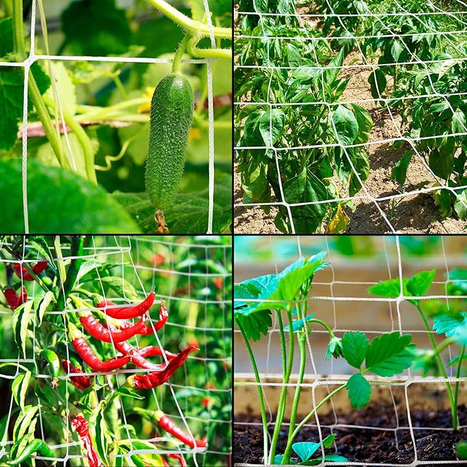 Plant Trellis Netting 5 * 30FT 3.5 Mesh Heavy-Duty Polyester Grow Net, Garden Trellis Netting with Square Mesh for Climbing Plants, Vegetables, Fruits and Flowers