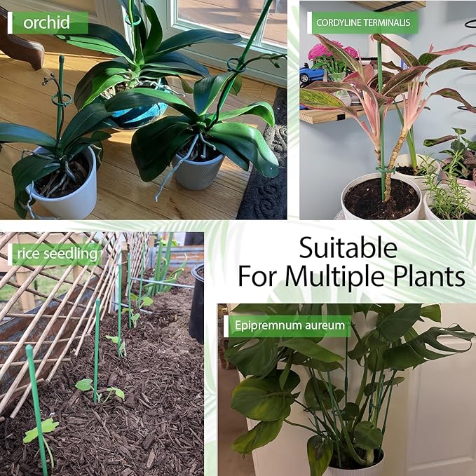 16pcs Plant Stakes for Indoor Plants, 15 inch Garden Orchid Sticks Extended to 3ft 4ft 5ft Plant Suport Stakes with Clips for Indoor Monstera Tomato Orchid Potted Plants Flower