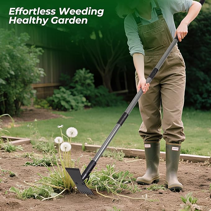 Walensee Garden Weeder Tool – Manual Weed Puller & Uprooting Weeding Tool with Weed Rake, Long Handle Grass Remover for Easy Weed Removal, Ideal Gardening Weeding Tool & Garden Hoe for Weeding
