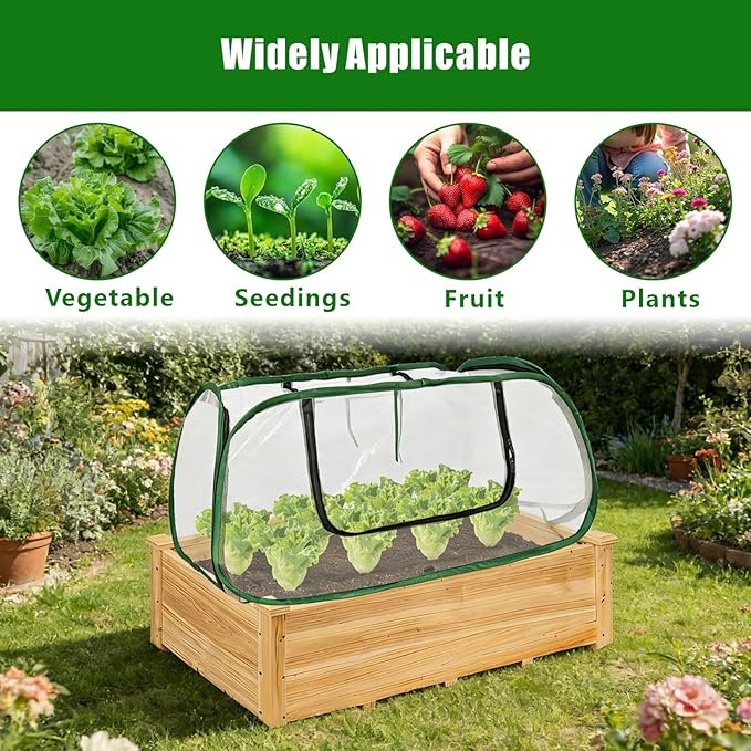 Dual-Layer Garden Plant Cover for Raised Beds, Freeze Protection & Breathable Mesh, Pop Up Garden Rows Plants Cover Accelerators, Greenhouse Cover for Seedlings, Vegetables & Fruits, 45" x 22" x 16"
