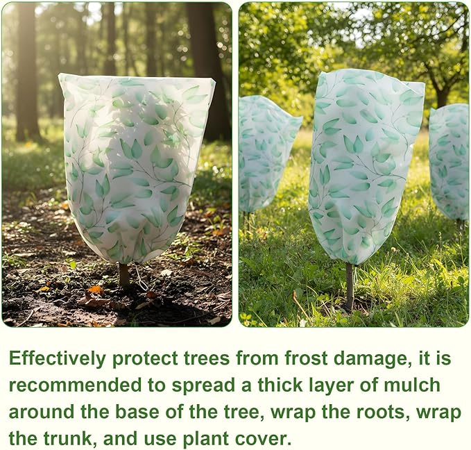 2 Pack Plant Covers Freeze Protection Winter Frost Covers with Zipper Drawstring Reusable Frost Cloth for Outdoor Winter Weather Shrubs Trees Jacket (70.9" X 82.7")