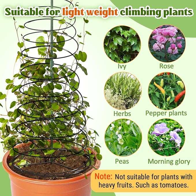 Pea Trellis Green Bean Trellis for Garden - 2 Pack Sugar Snap Tower Stretchable to 50in with Poles, Metal Climbing Plant Growing Cage Support for Cucumber Vine Vegetable Indoor Outdoor