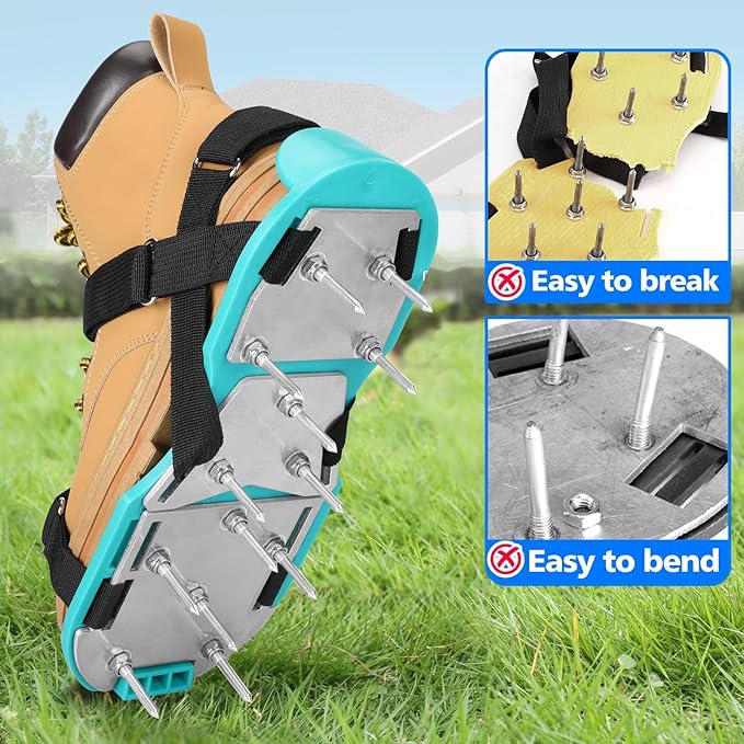 DenForste Lawn Aerator Shoes for Grass - Pre-Assembled Grass Aerator Shoes for Lawn - Soil Yard Aerator Tool for Aerating Patio Garden, Green