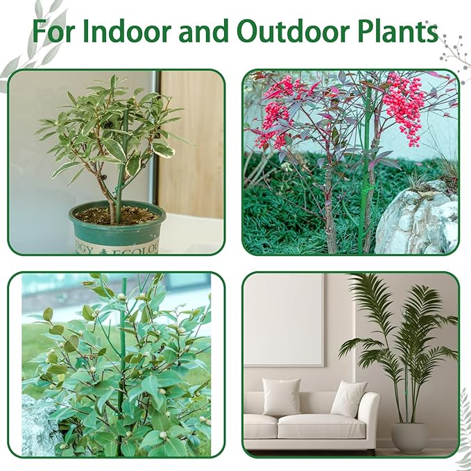 6-Pack Twig Plant Support Stakes Set with Blending Design, 28.8-Inch Towers for Indoor/Outdoor Plants