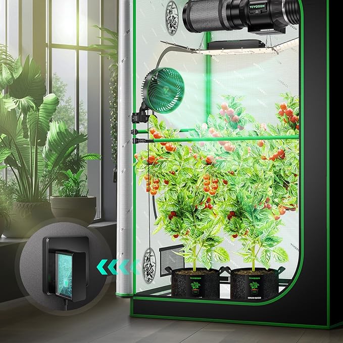 VIVOSUN AeroWave E6 Gen2, Grow Tent Clip Fan 6”, EC Motor, Smart Control, Powerful Oscillating Fan, Local Timer, Weatherproof IP54, for Hydroponics Circulation Cooling, Black
