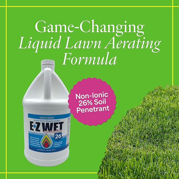 Grow More EZ Wet Soil Penetrant 26% - 1 Gallon of Biodegradable Non-Ionic Surfactant - Soil Wetting Agent for Better Drainage & Liquid Aeration for Lawns, Nurseries, & Landscaping