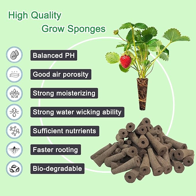 100 Pack Grow Sponges Replacement Seed Pods Kit for Hydroponic Growing System Compatible with AeroGarden, iDOO with A&B Nutrients Plant Food, Indoor hydroponic pods, Fast Growing & Easy To Use