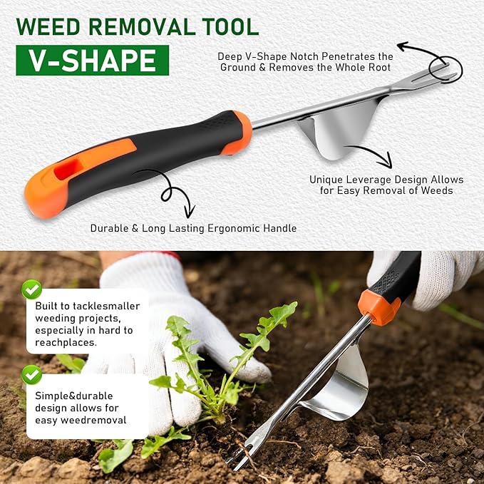 Weed Remover Tool,Portable Garden Weeder Tool,Weeding Tools,for Garden Hand Tools for Vegetable Gardening Backyard Farm Planting & Uprooting Weeding Tool