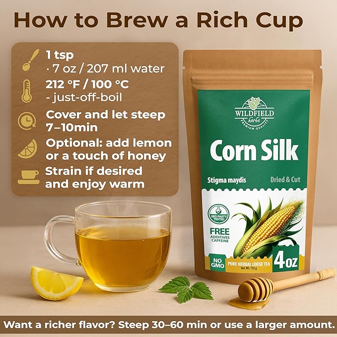 4 oz. Dry Corn Silk Tea Cornsilk Herb (Stigma Maydis) - 113g Corn Silk Tea Bags Herbal Barba De Maiz (Barba De Elote)