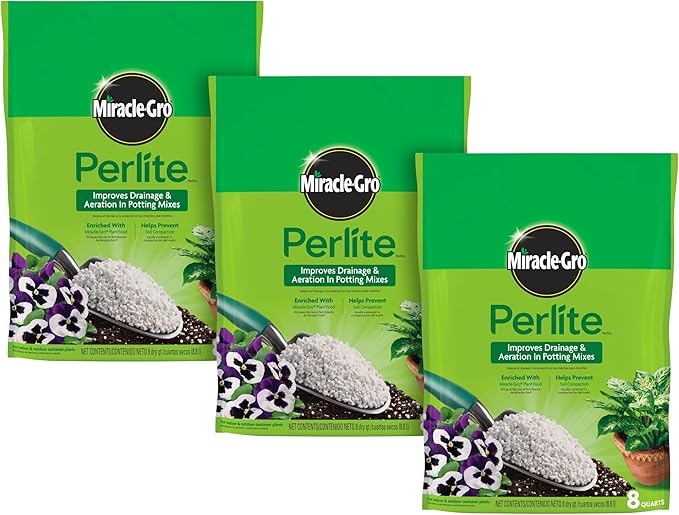 Miracle-Gro Perlite - Enriched with Plant Food, Improves Drainage and Aeration in Potting Soil Mixes, For Container Plants, 8 qt. (3-Pack)