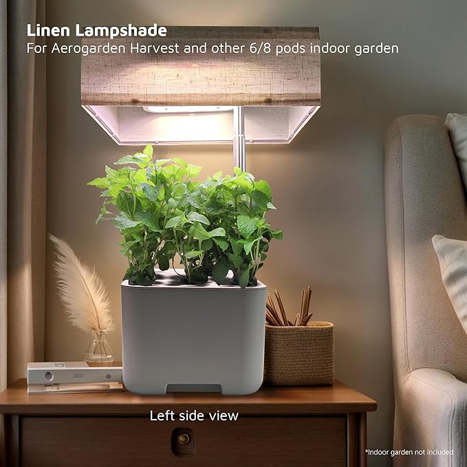 Lamp Shades for Indoor Hydroponic Garden, Light Diffuser Compatible with Aerogarden Harvest 2.0 Harvest, GardenCube and other 6/8 Pods Hydroponics System, 10.6" Square, Linen (Beige)