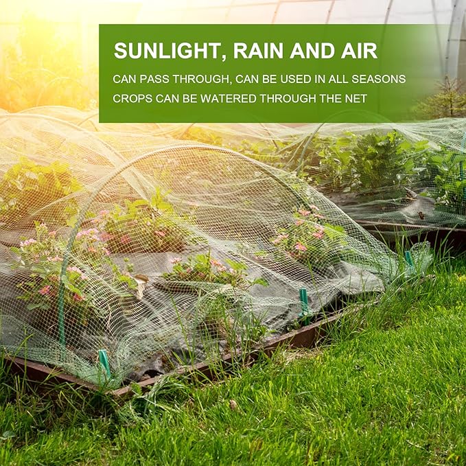 10 x 50FT Garden Netting, Cookmaster Plant Covers Durable Ultra Fine Mesh Protection, Garden Plant Row Cover, Raised Bed Barrier Screen Protection Net Cover for Plant Vegetable Fruit Flower